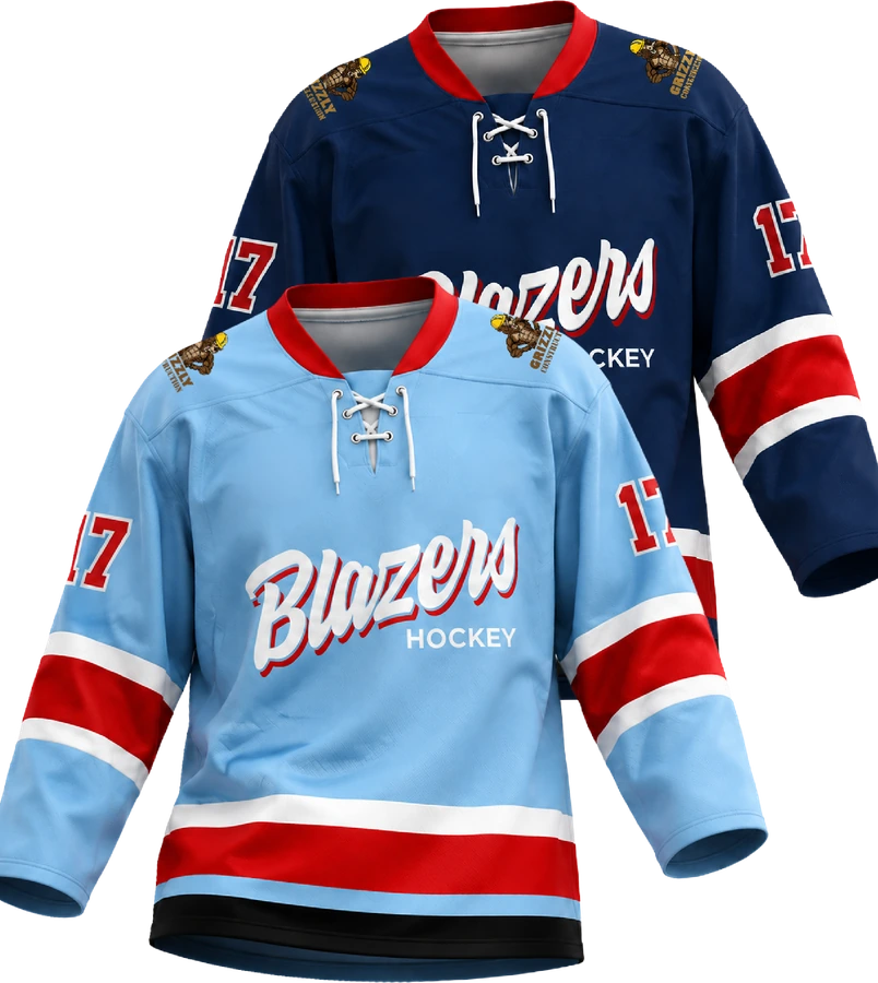Blazers Hockey home and away custom jerseys